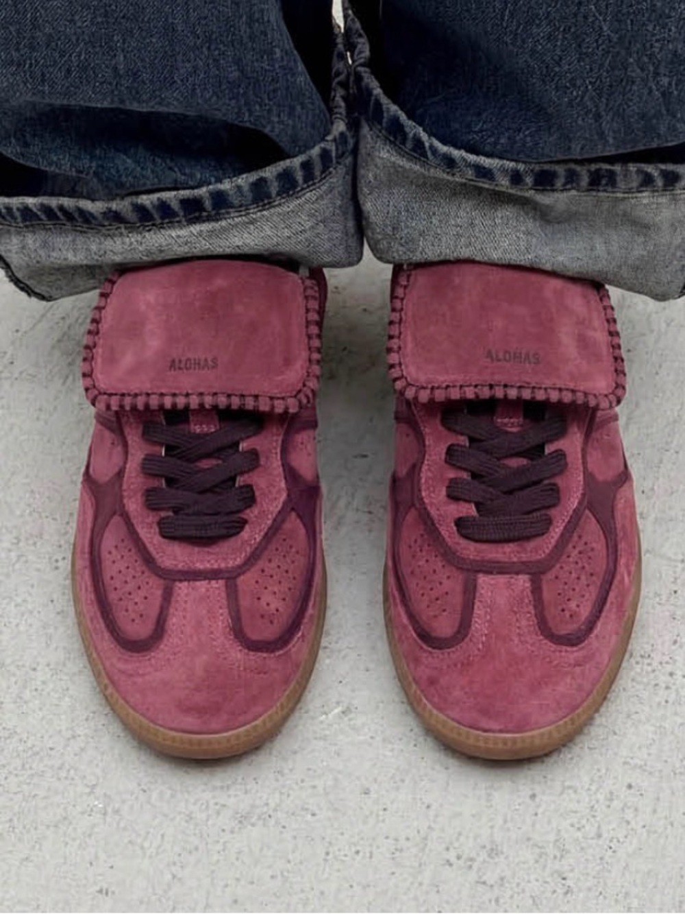 ALOHAS TB.490 CLUB SUEDE RASPBERRY LEATHER SNEAKE